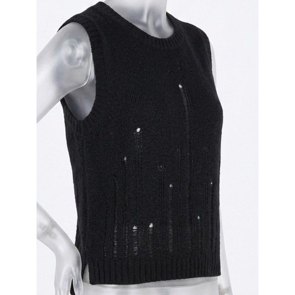 Wild Fable Junior's Black Destructed Cropped Sweater Vest SKUW528
